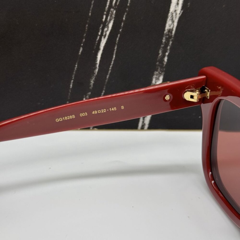 NEW GG1828S 003 GUCCI SUNGLASSES SHINY SOLID BURGUNDY WOMEN EYEWEAR GUCCI - Picture 9 of 12